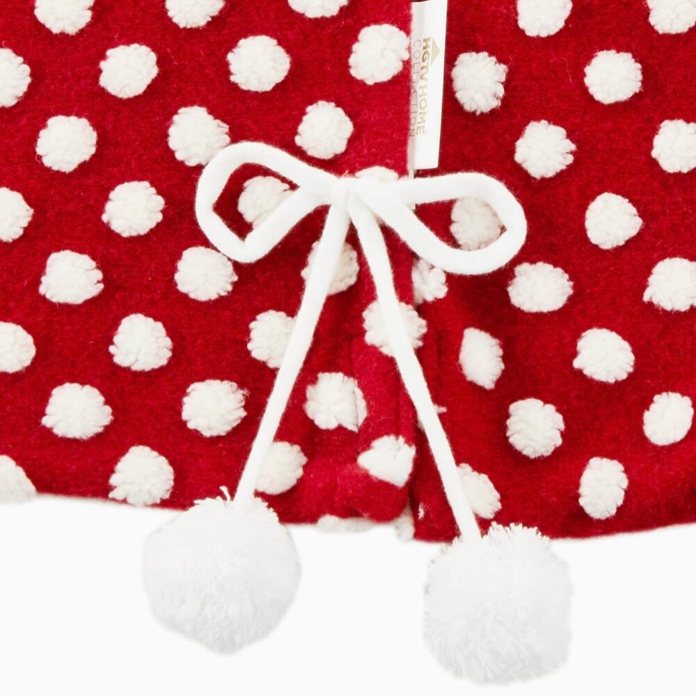 HGTV Home Collection 54" Red Tree Skirt with White Poms